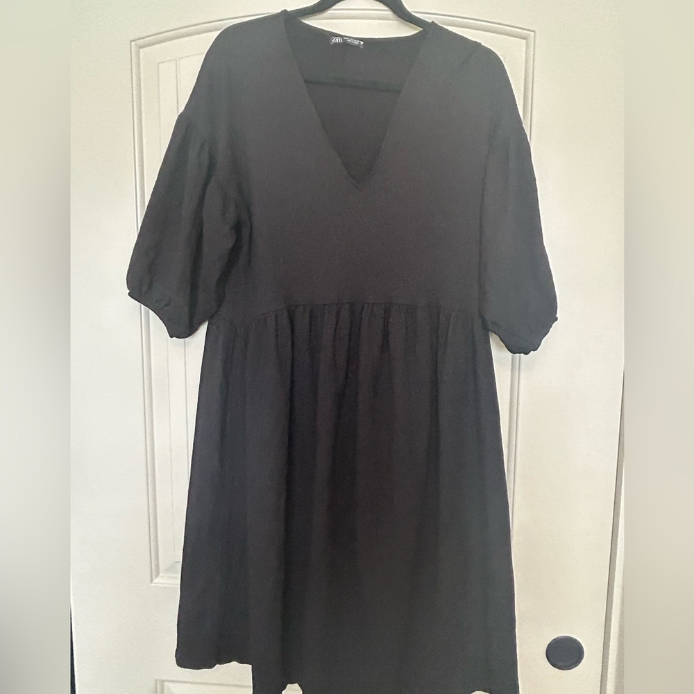 zara large black midi dress
